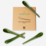 HKLIVING HKLIVING - Ceramic spoon textured set van 4 emerald collection ace7010