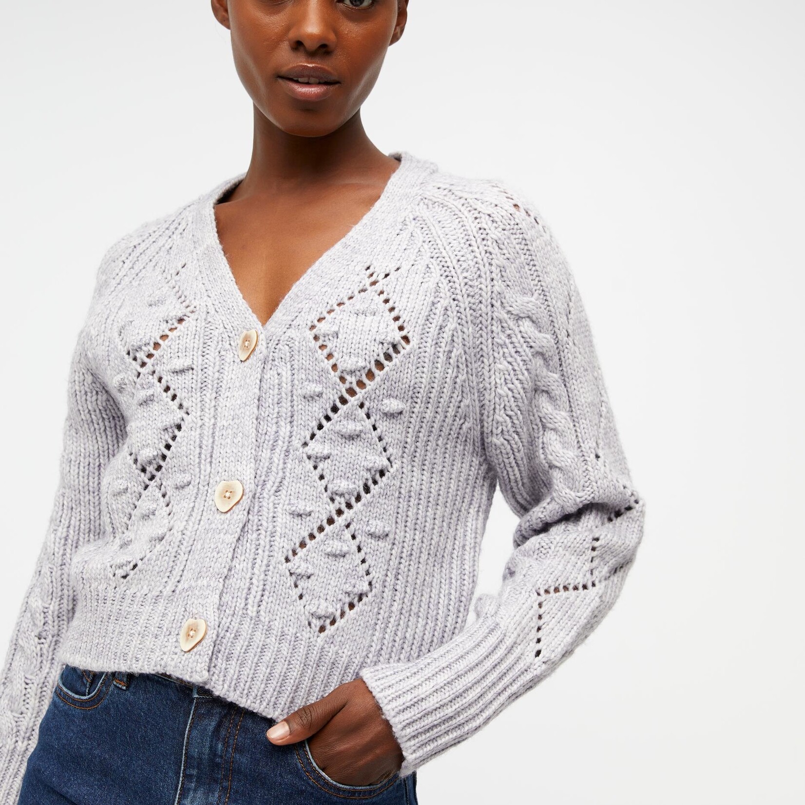 OBJECT OBJECT - Vest Kelly gebreid lavendel MAAT L