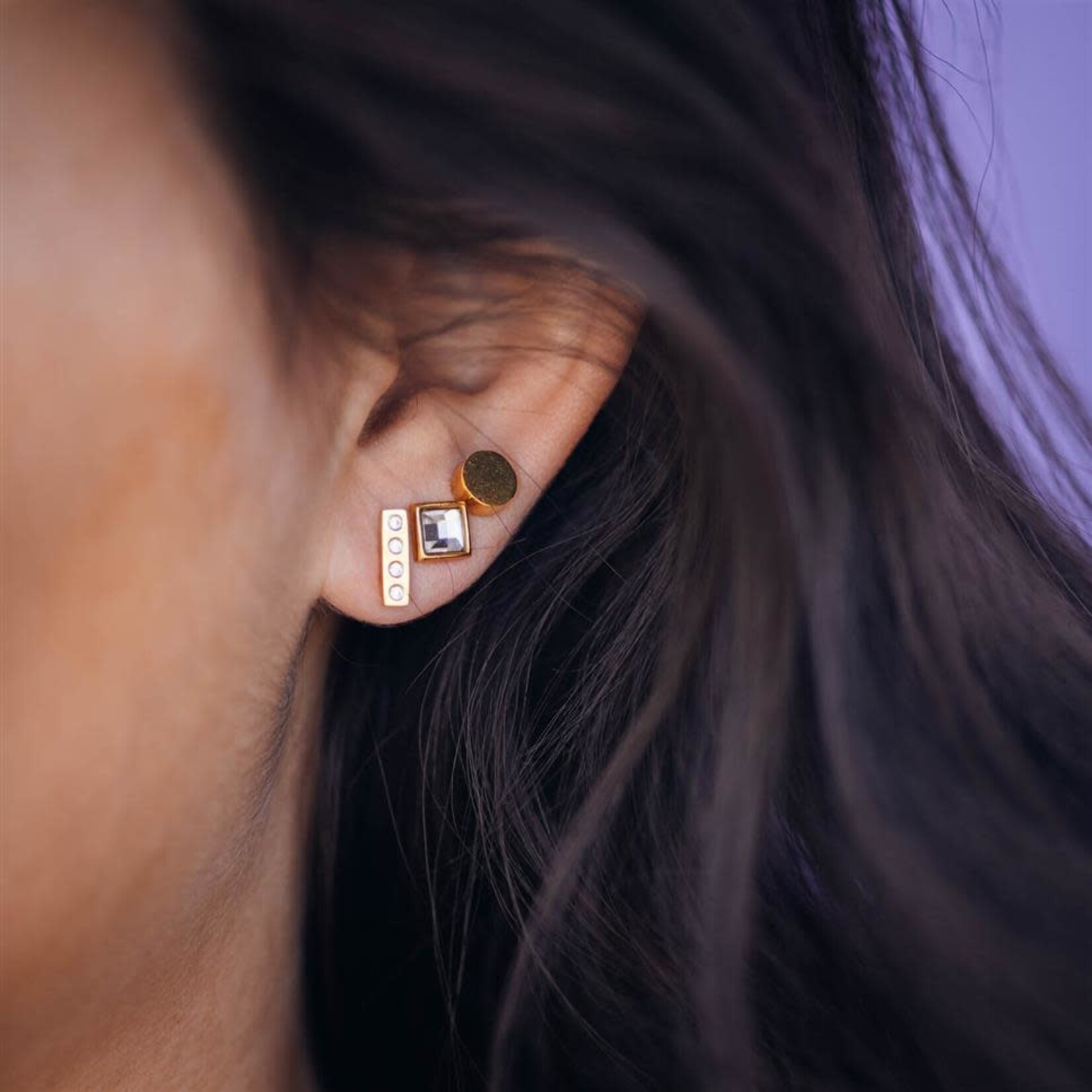 iXXXi Jewelry IXXXI - Earstud Abstract Circle goud, rose goud of zilver