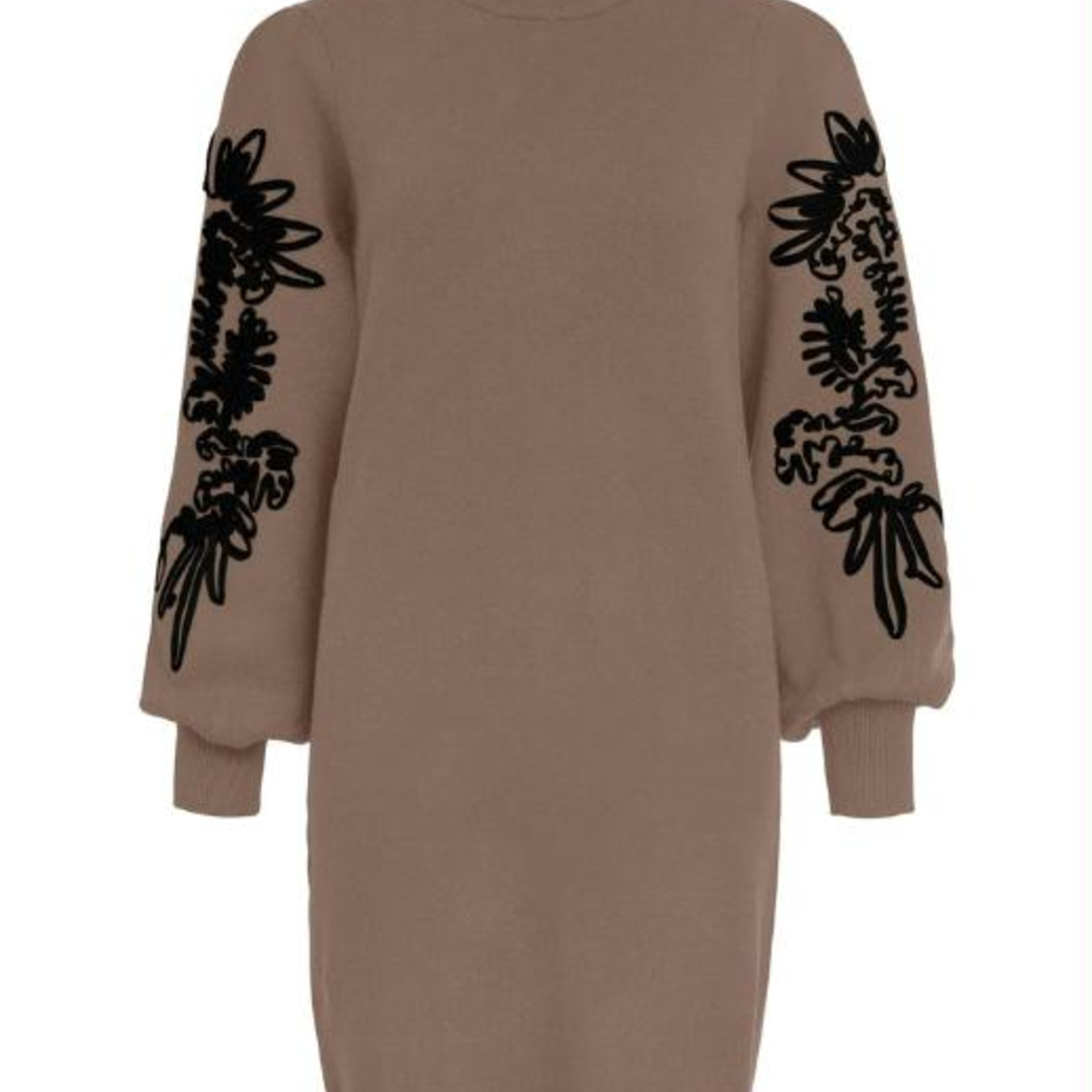 OBJECT OBJECT - Joana gebreide jurk fossil met zwart MAAT XS