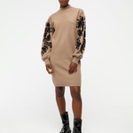 OBJECT OBJECT - Joana gebreide jurk fossil met zwart MAAT XS