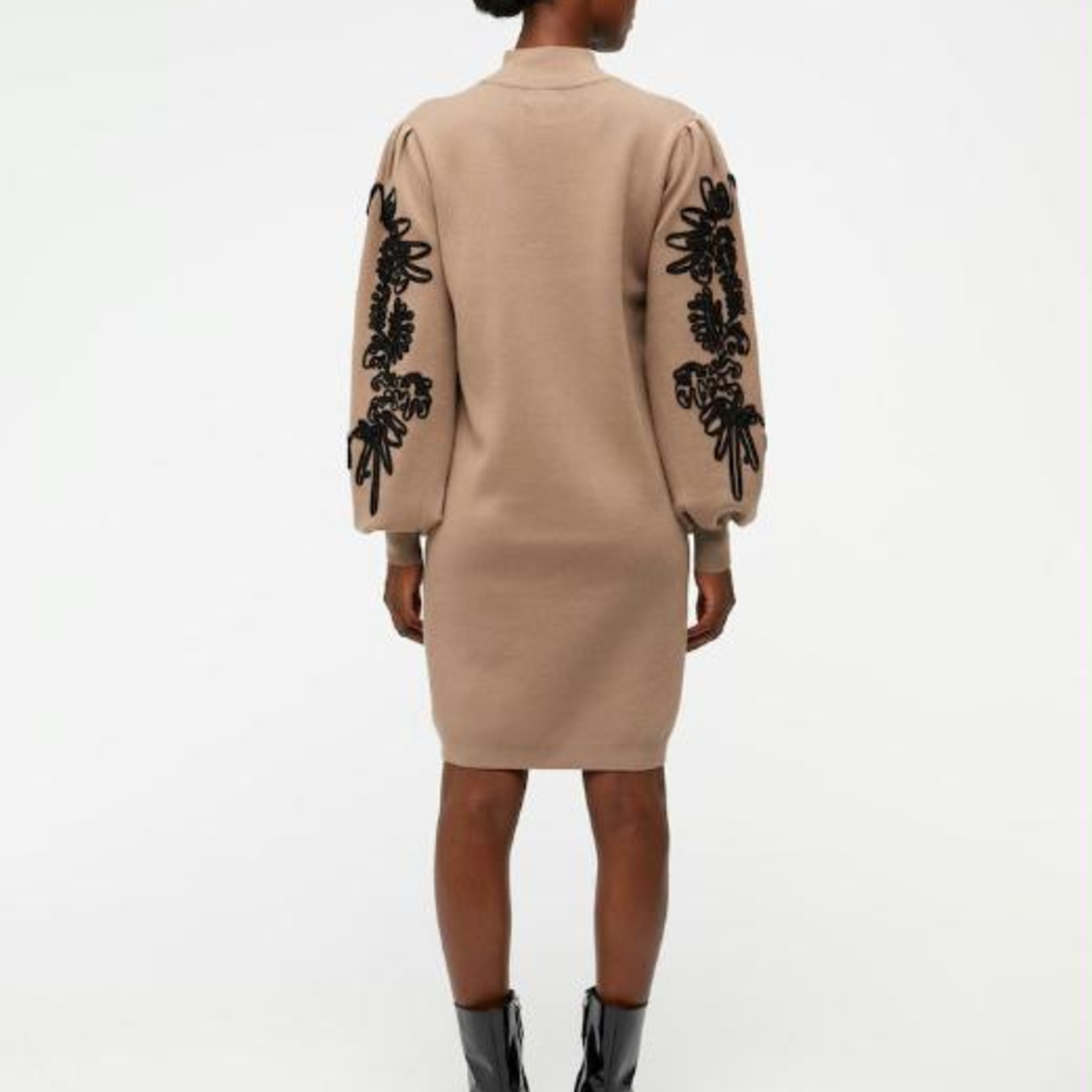 OBJECT OBJECT - Joana gebreide jurk fossil met zwart MAAT XS