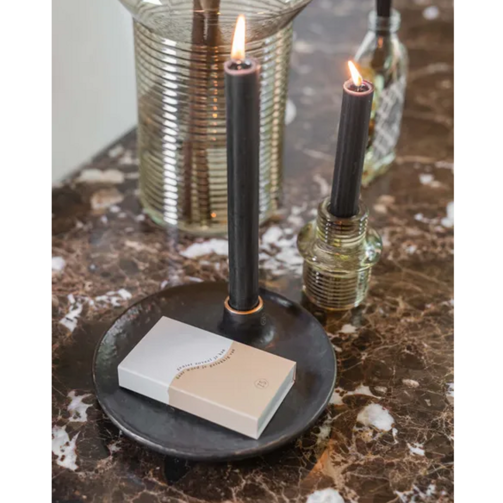 ZUSSS ZUSSS - 4 rustieke kaarsen 20 cm zwart