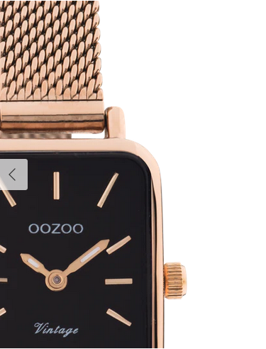 OOZOO OOZOO - Horloge rosé goud met rosé gouden metalen mesh armband - C20270