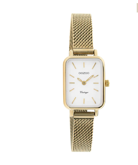 OOZOO OOZOO - Horloge met gouden metalen mesh armband - C20268