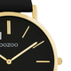 OOZOO OOZOO - Gouden horloge met zwarte leren band - C20180