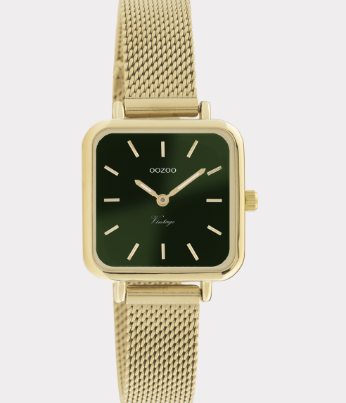 OOZOO OOZOO - Horloge vintage goud met mesh band C10973