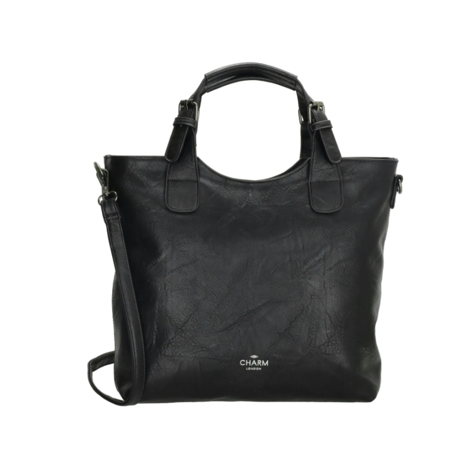 -- Handtas zwart imitatie leer