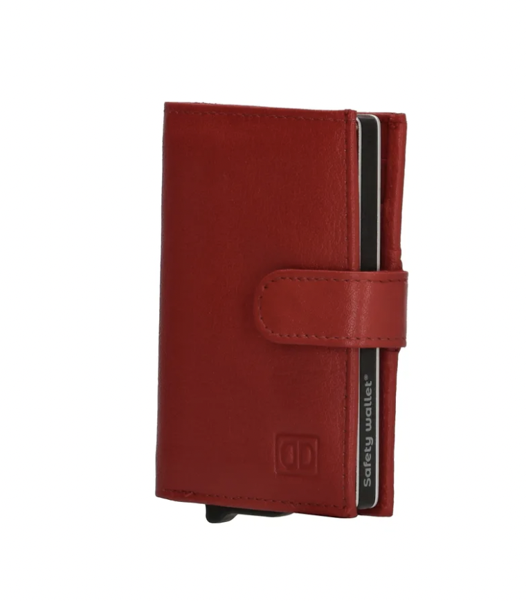 -- Safety wallet / portemonnee rood leer