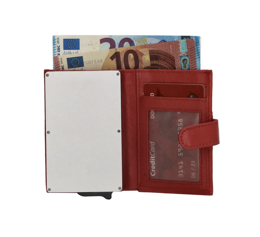 -- Safety wallet / portemonnee rood leer