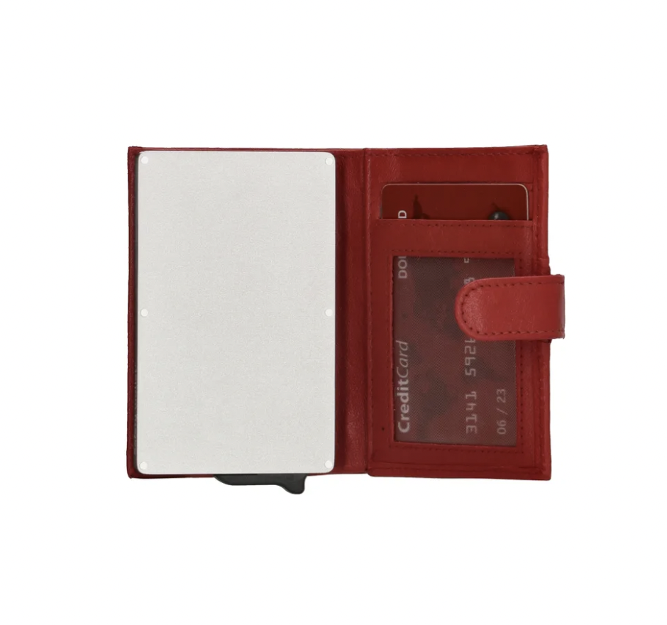 -- Safety wallet / portemonnee rood leer