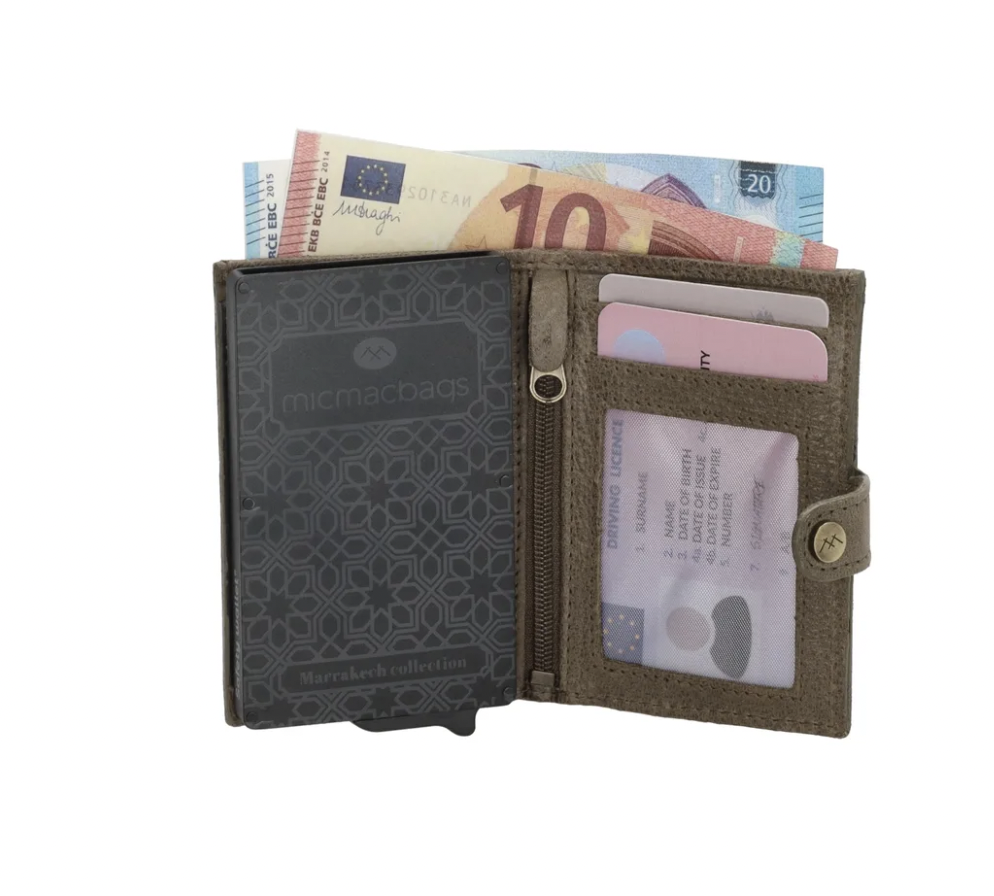 -- Marrakech safety wallet olijfgroen leer