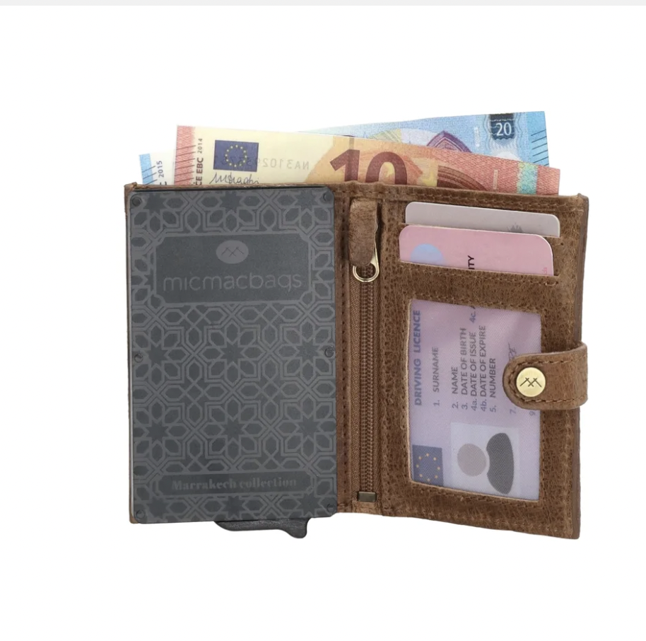 -- Marrakech safety wallet bruin leer