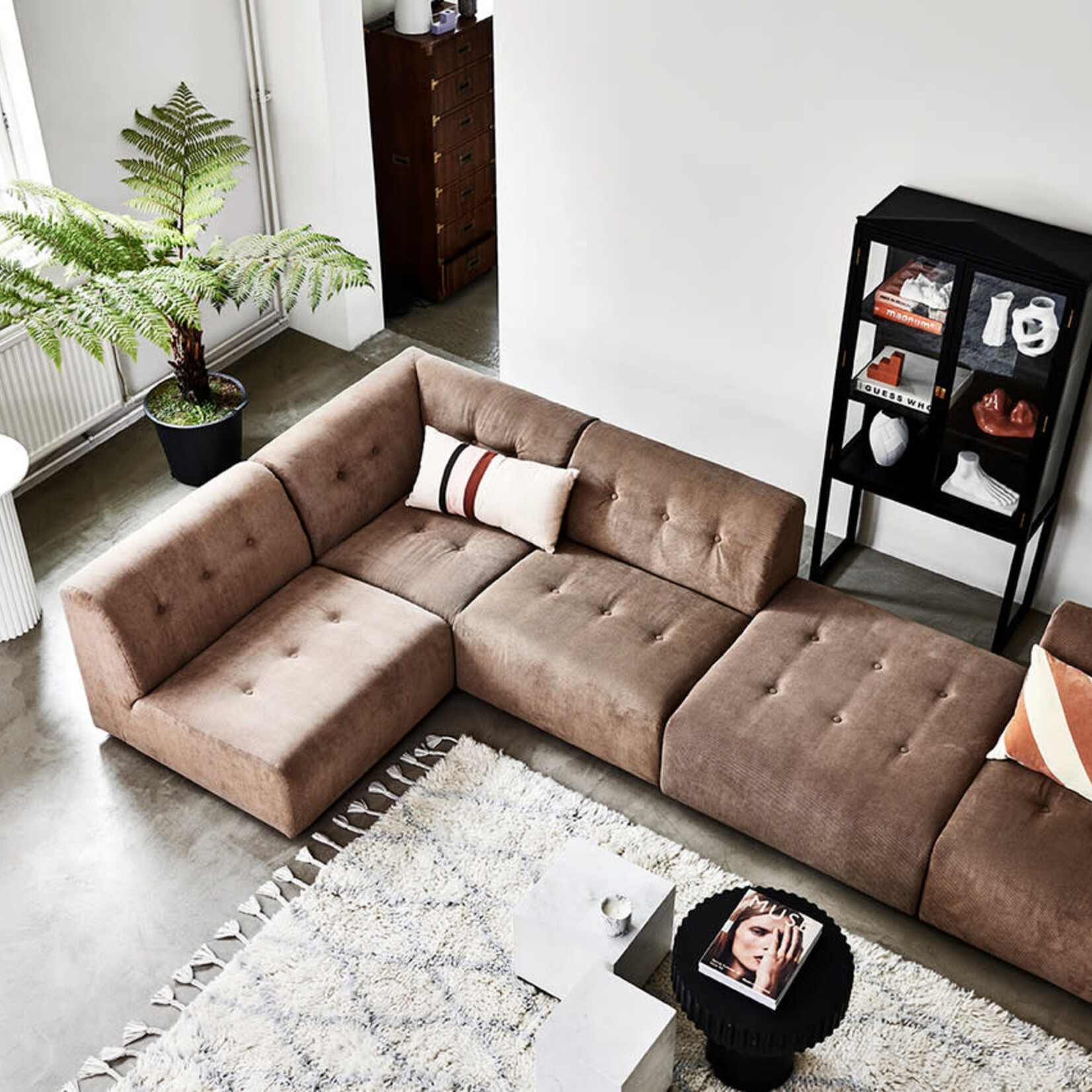 HKLIVING HKLIVING - Kussen fluweel gestreept peach/cream 40x60cm TKU2083