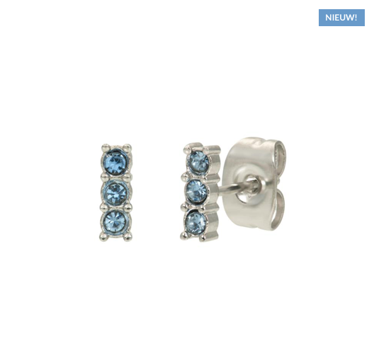 iXXXi Jewelry IXXXI - Ear studs triple stone blue zilver