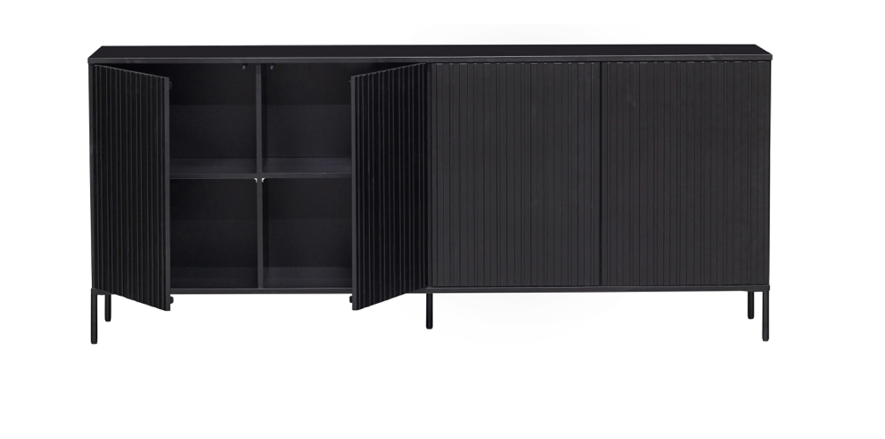 WOOOD EXCLUSIVE WOOOD EXCLUSIVE - Dressoir new gravure grenen zwart 200cm