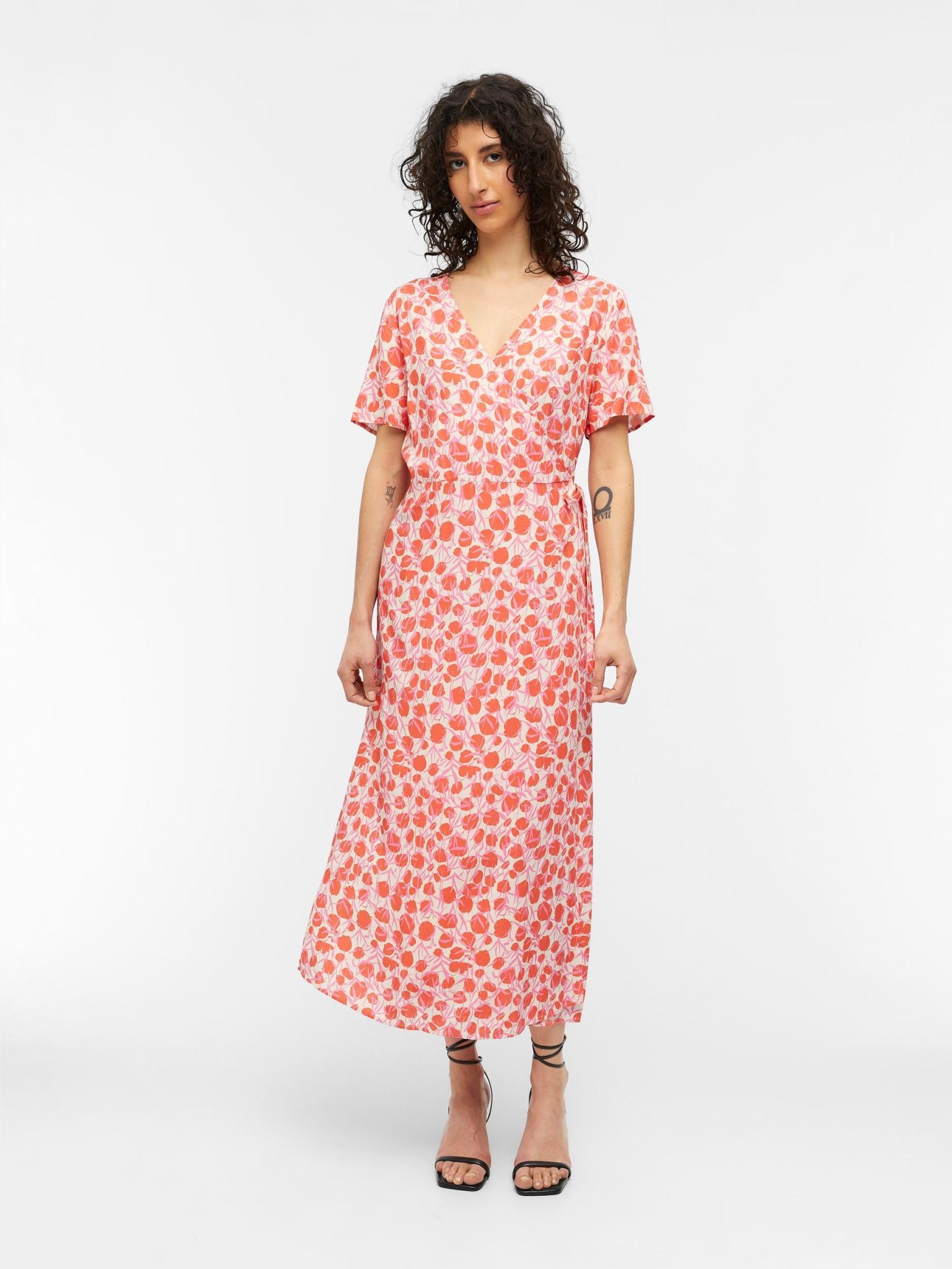 OBJECT OBJECT - Jurk Ema Elise long sandshell hot coral