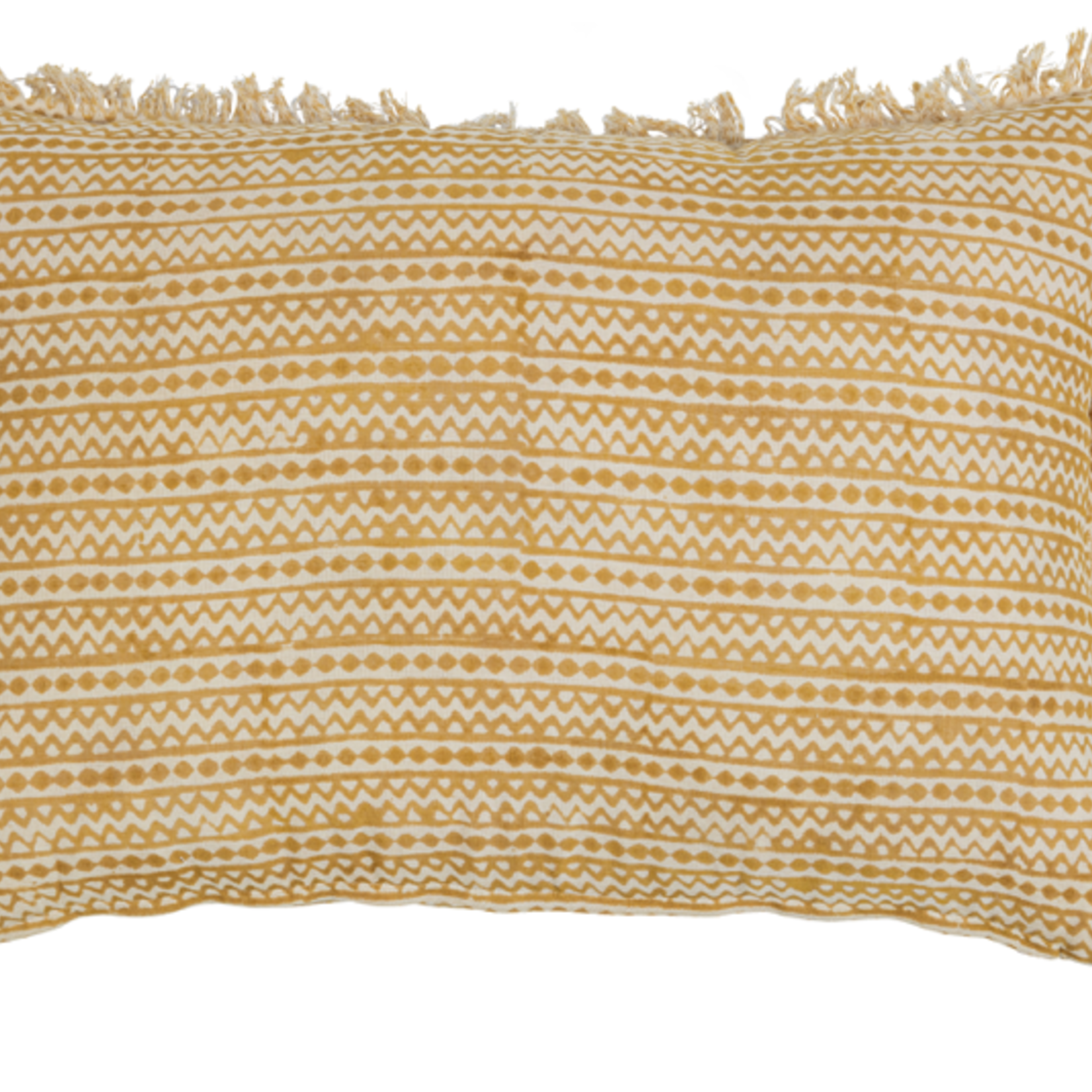 -- Streak kussen met print mosterd 40x60