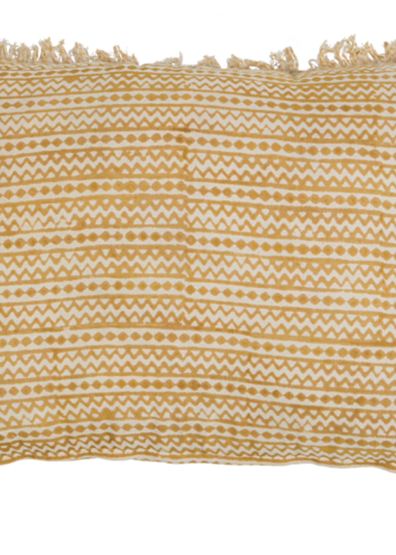 -- Streak kussen met print mosterd 40x60