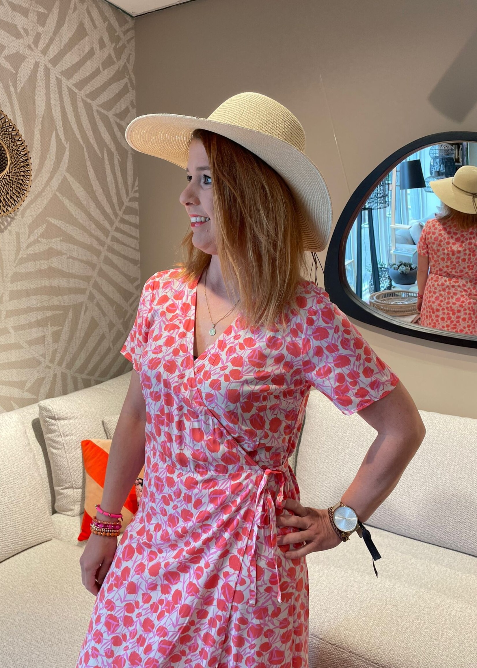OBJECT OBJECT - Jurk Ema Elise long sandshell hot coral MAAT 34