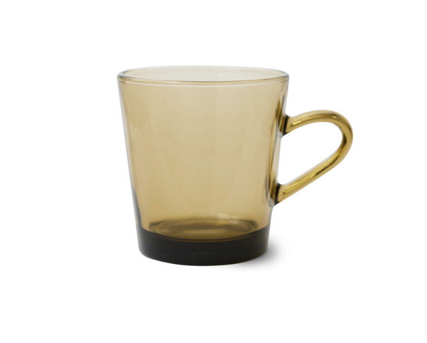 HKLIVING HKLIVING - 70's glassware Coffee cup mud brown per stuk