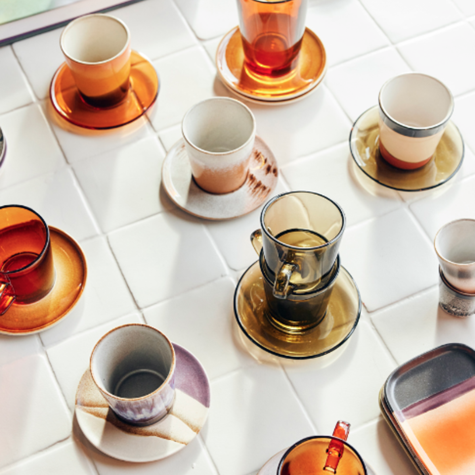 HKLIVING HKLIVING - 70's  Schoteltje glas mud brown per stuk AGL4504