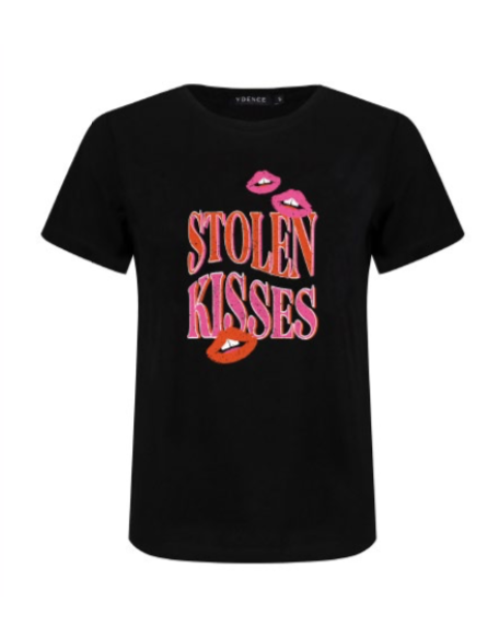 YDENCE YDENCE - T-shirt stolen kisses zwart