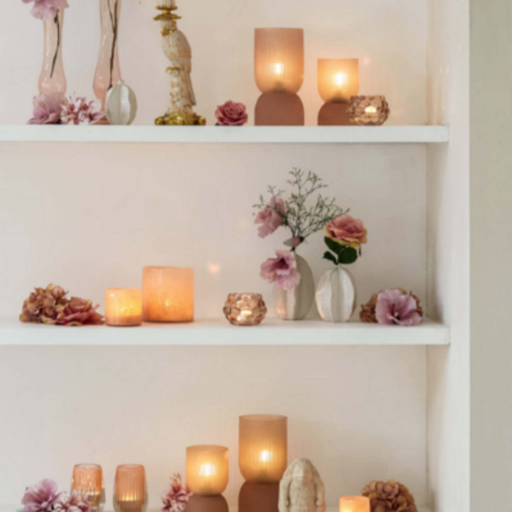 -- Theelicht Aimee mat perzik 10x14cm