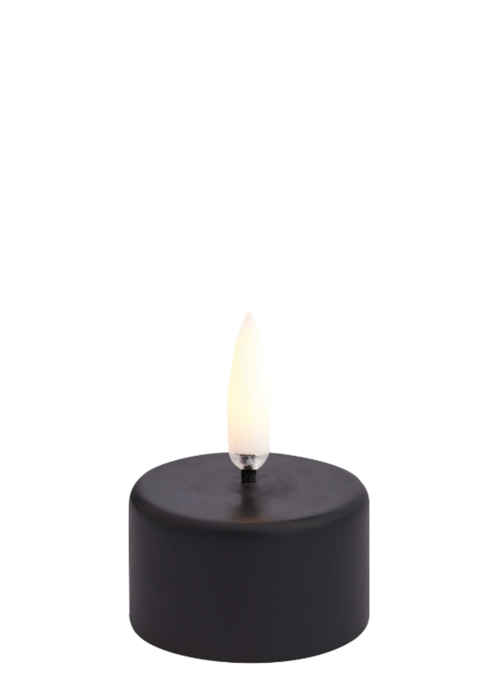 UYUNI UYUNI - Led theelicht wax plain black smooth 4x2,5 cm