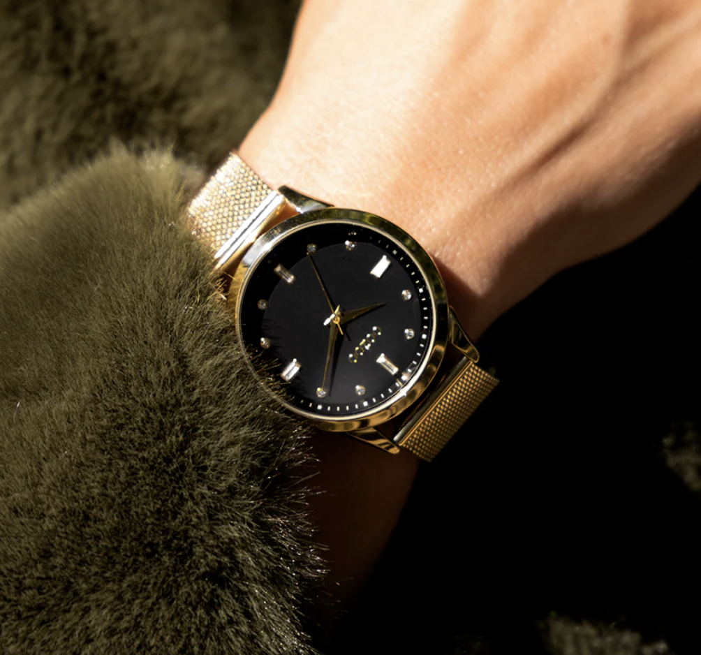 OOZOO OOZOO - Horloge met goudkleurige metalen mesh armband - C11283