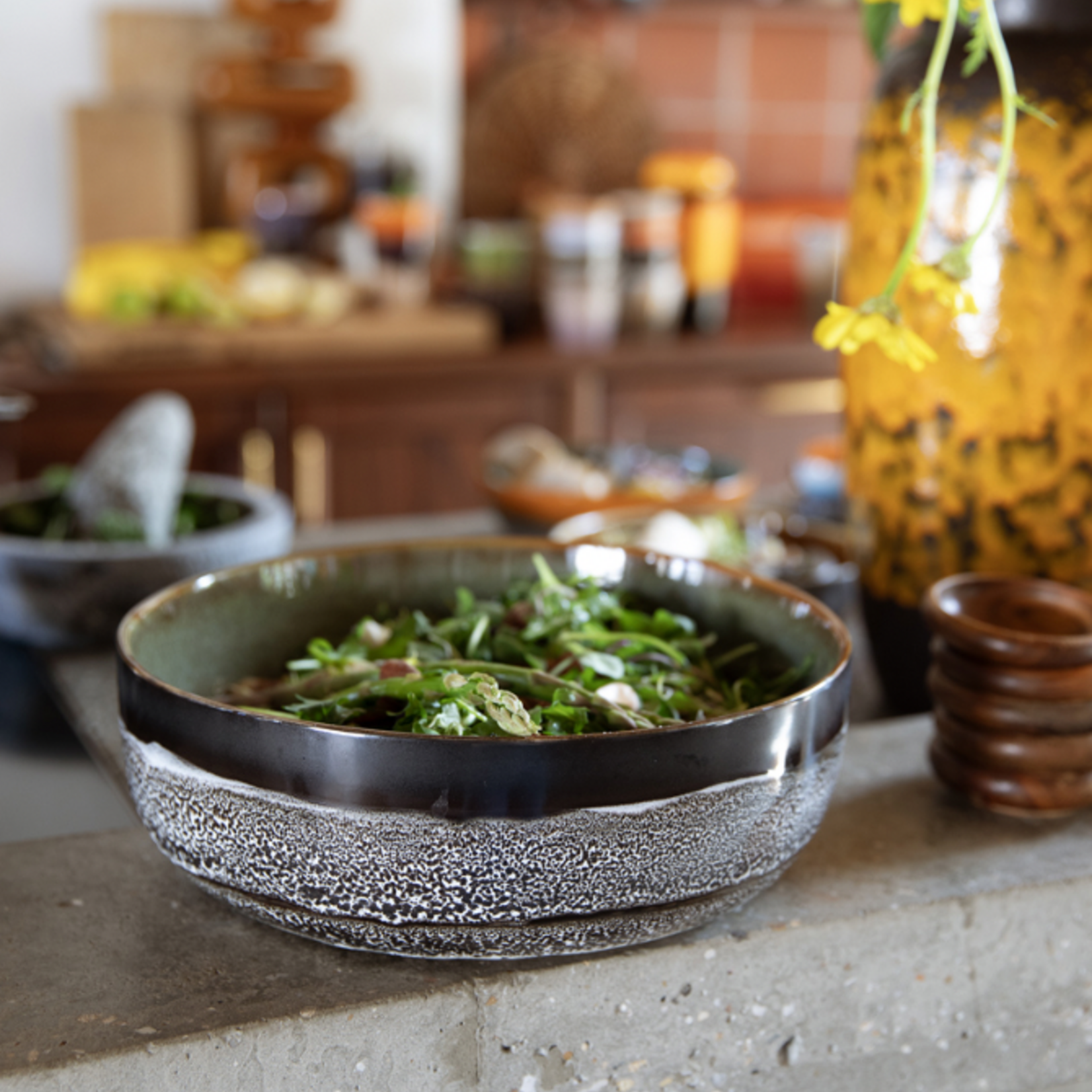 HKLIVING HKLIVING - 70's Salade schaal Rock on ACE7281