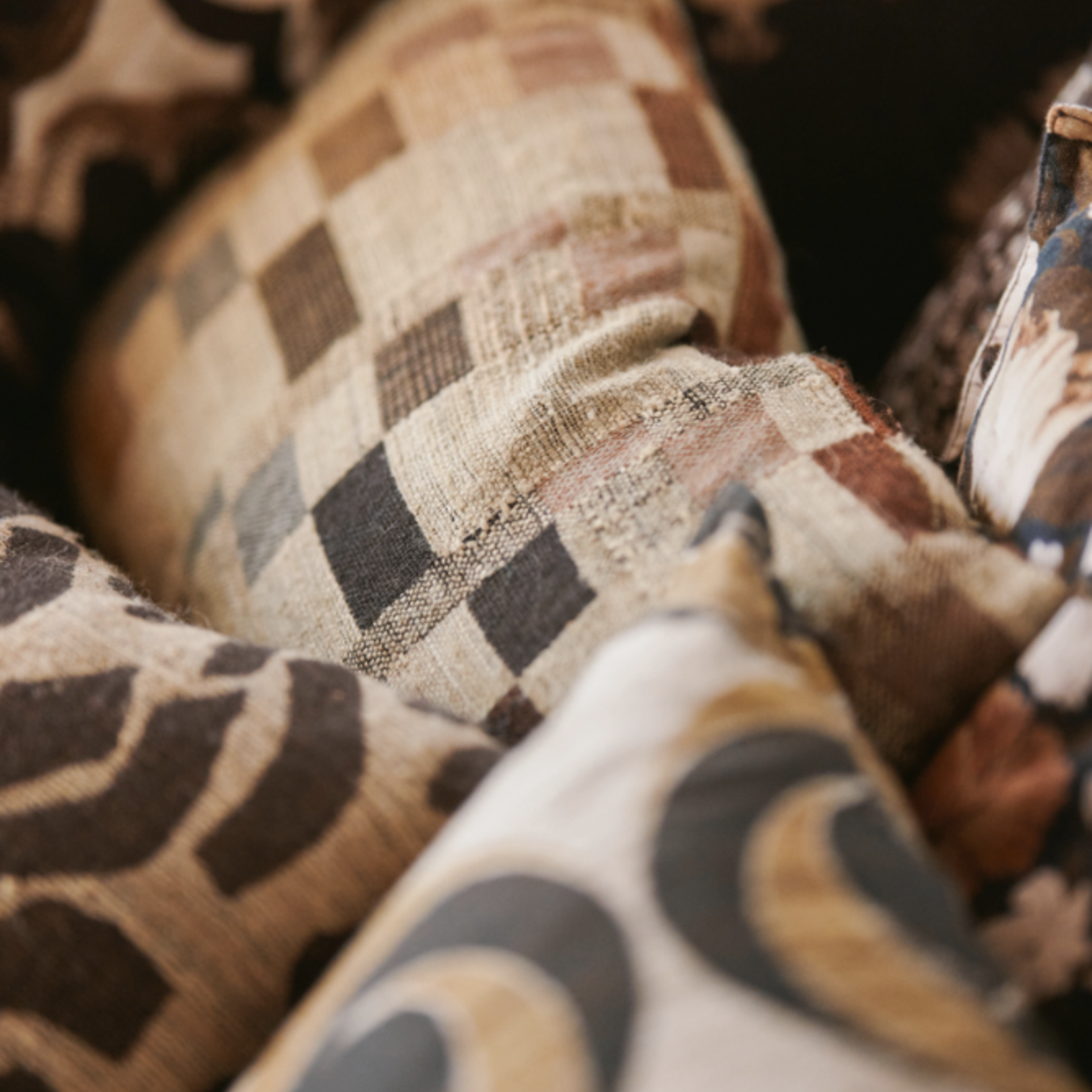 HKLIVING HKLIVING - Kussen zijde Rural bruintinten 40x25cm TKU2194