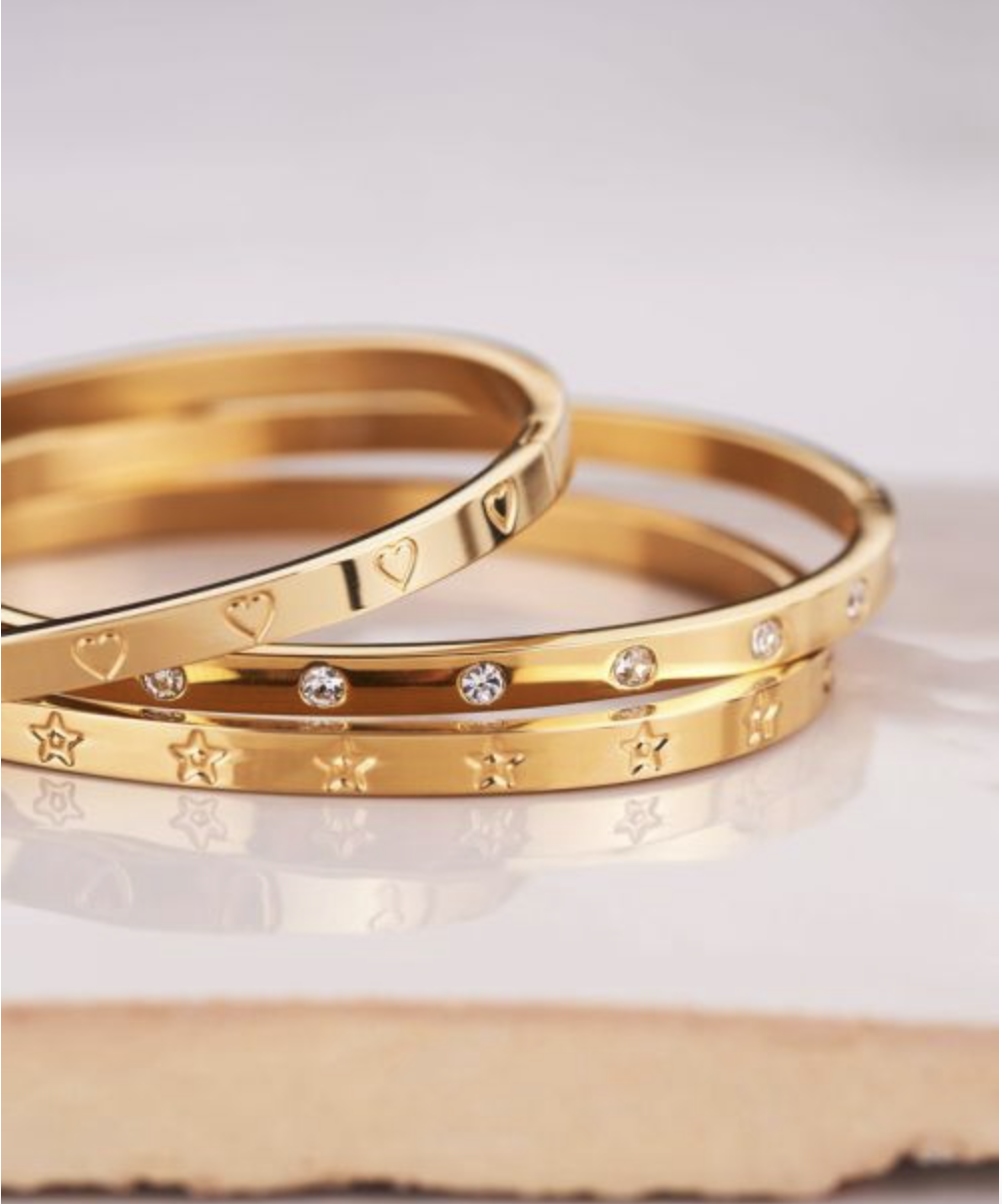 MY JEWELLERY MY JEWELLERY - Bangle met gegraveerde hartjes goud