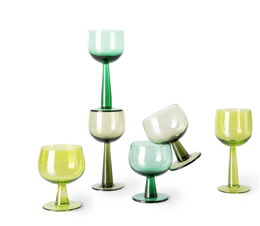 HKLIVING HKLIVING - The emeralds Wine glass low olive green
