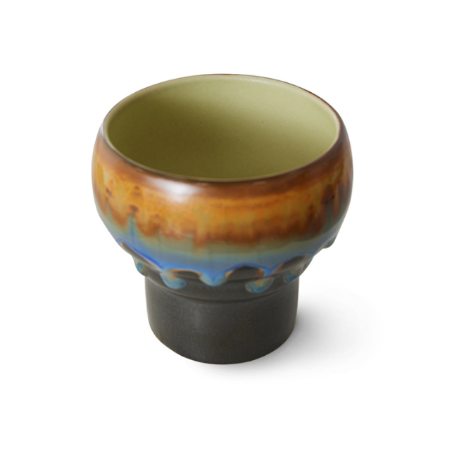 HKLIVING HKLIVING - 70's ceramics lungo mug merge blauw/zwart