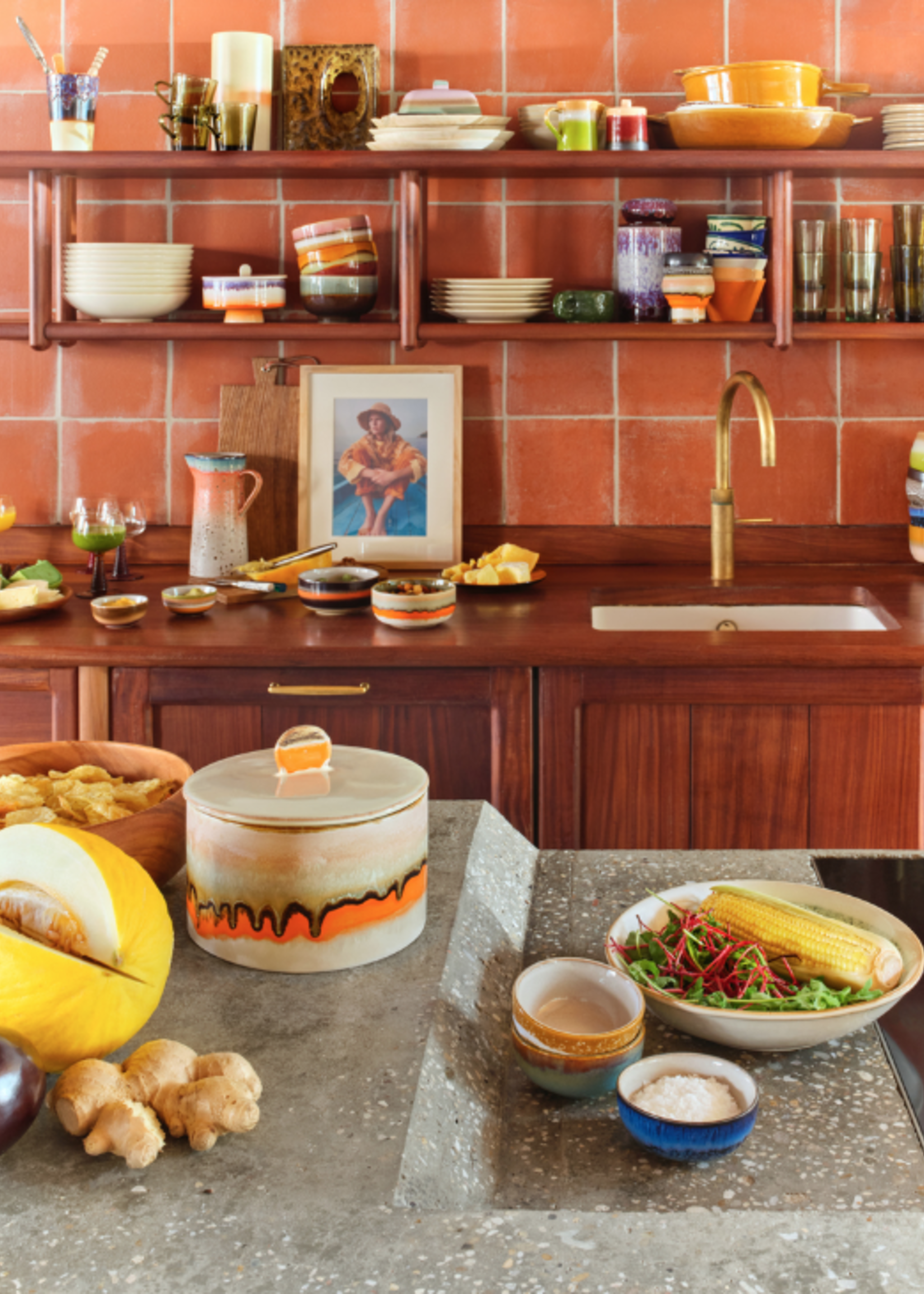 HKLIVING HKLIVING - 70's ceramics Cookie jar burst ACE7256