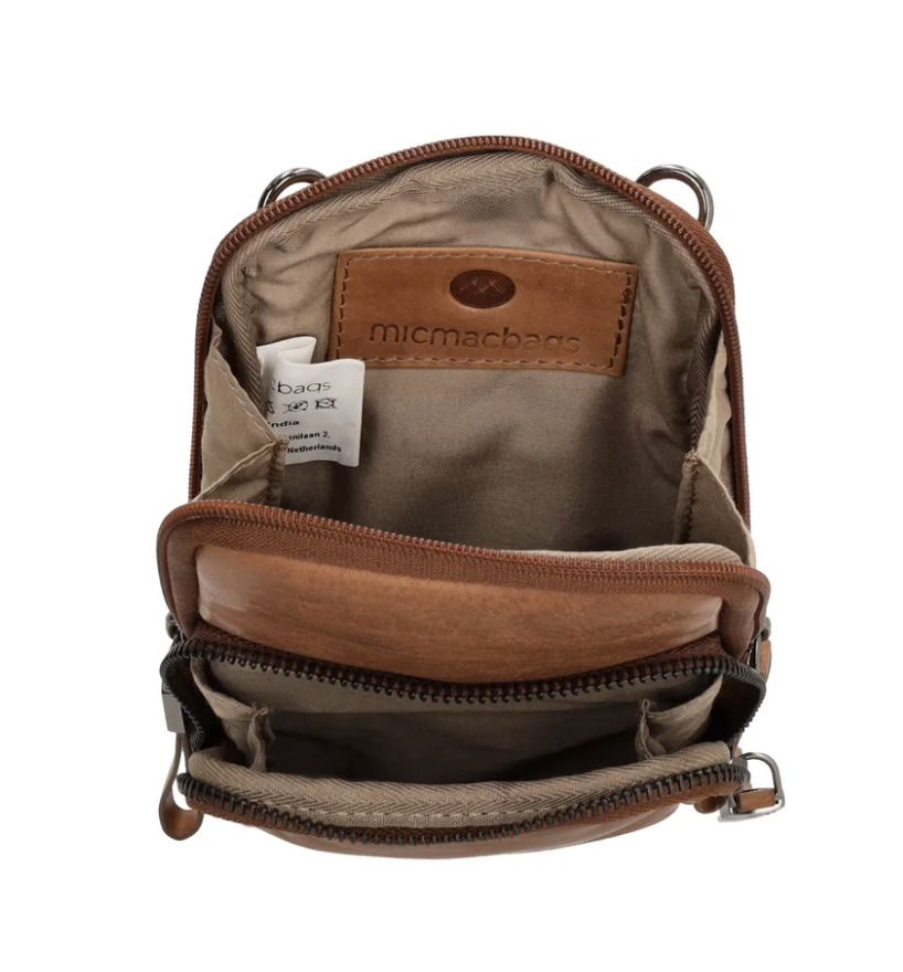 MICMACBAGS MICMACBAGS -  Everyday telefoontasje leer cognac bruin