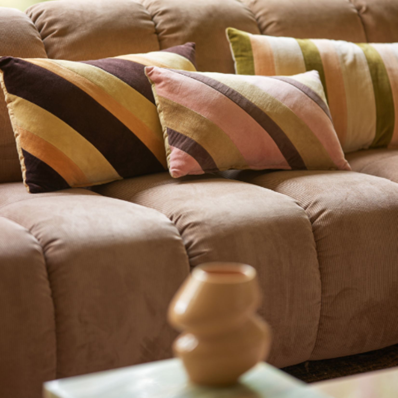 HKLIVING HKLIVING - Kussen fluweel gestreept  Fame 60x35cm TKU2180