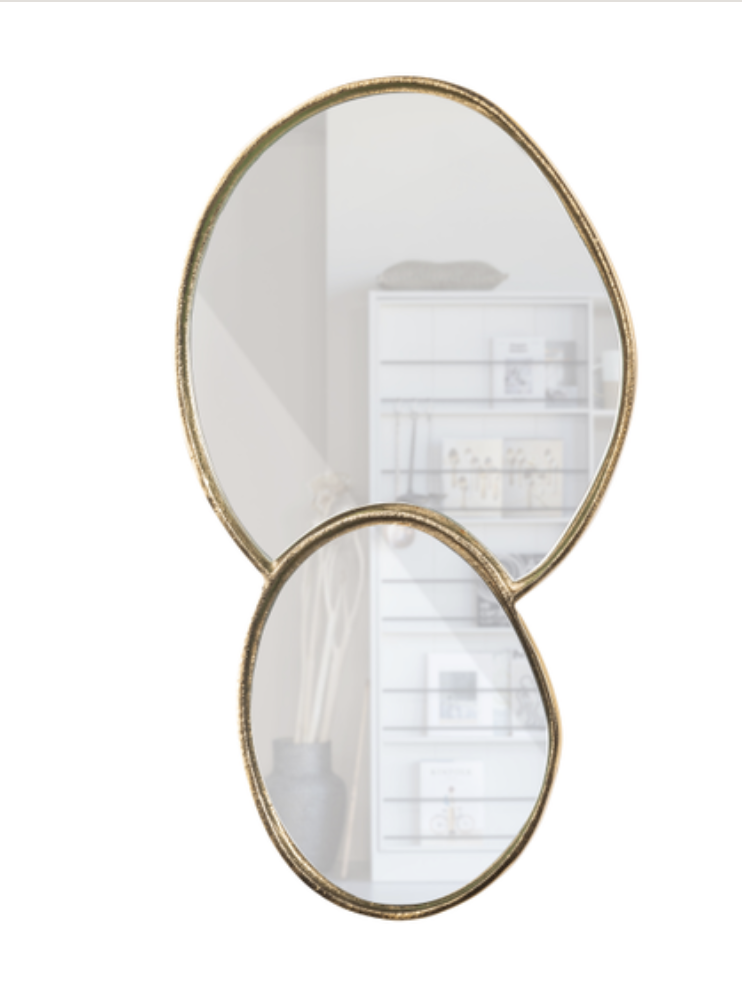 Creative Co-op Ovale spiegel met verdeelde zwarte metalen frame