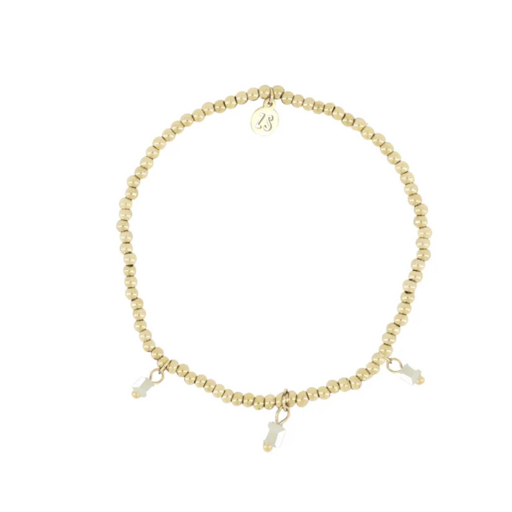 ZUSSS ZUSSS - Elastieken kralenarmbandje met blokjes saliegroen