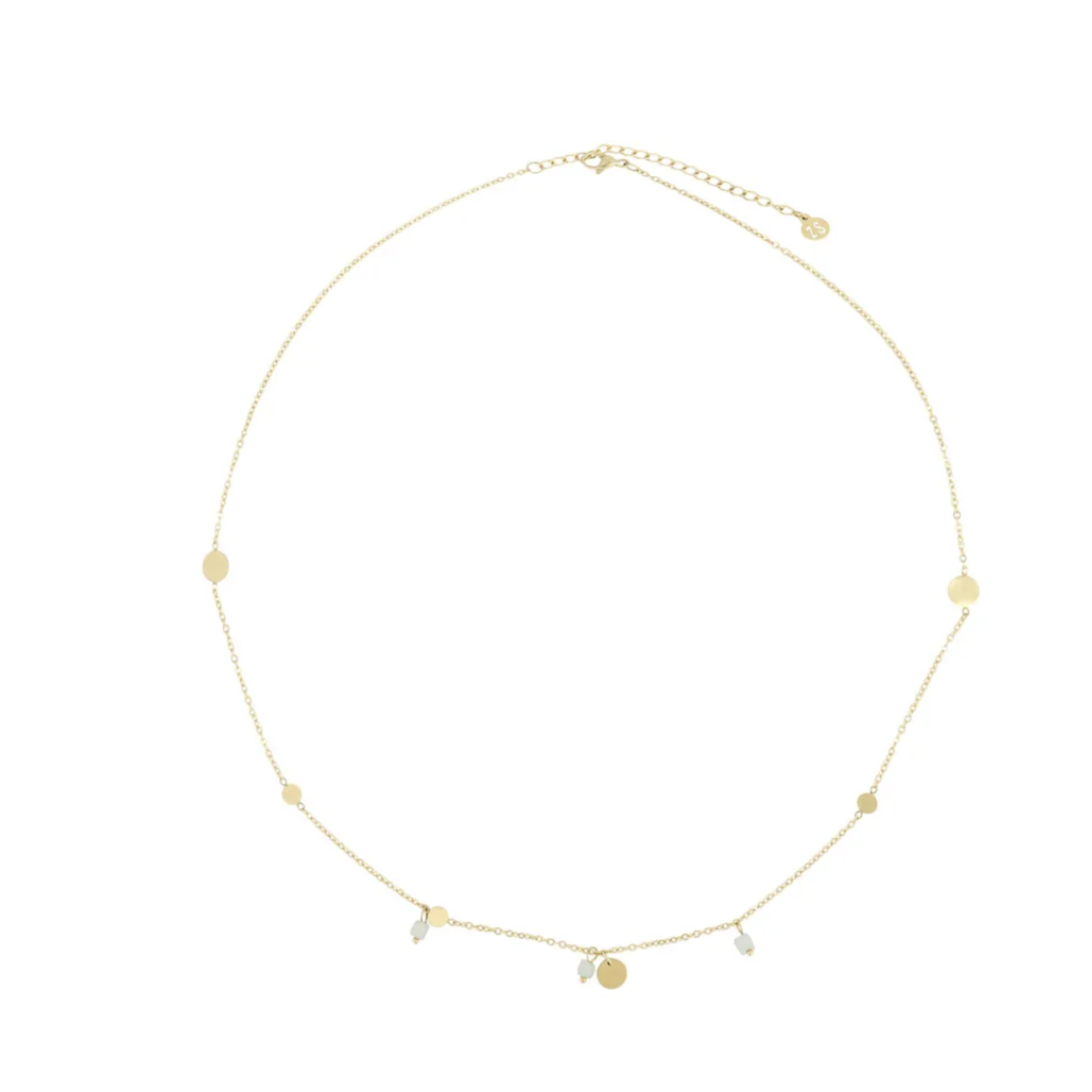 ZUSSS ZUSSS - Ketting met rondjes saliegroen/goud