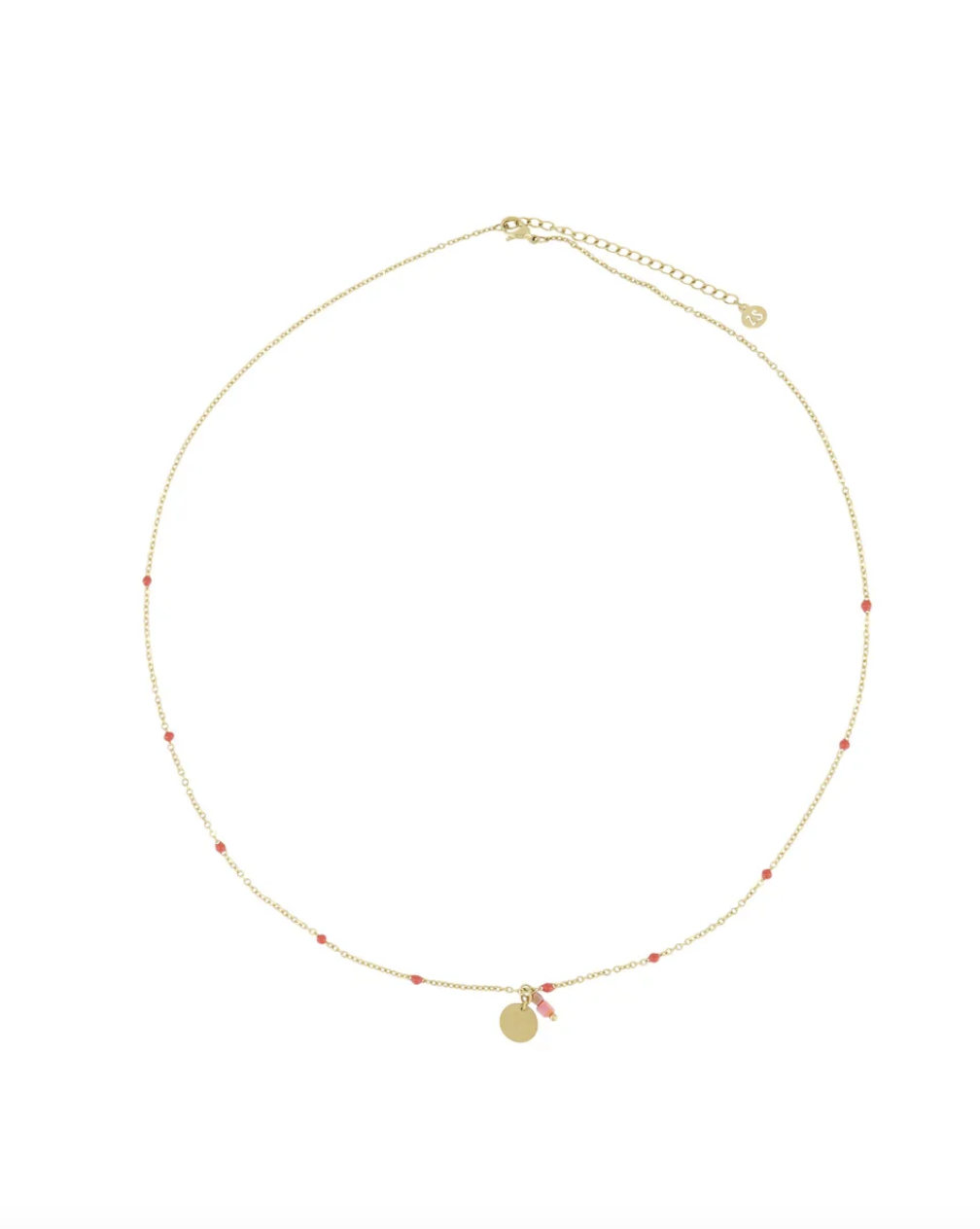 ZUSSS ZUSSS - Ketting met bedel en kraaltjes koraalroze,/goud