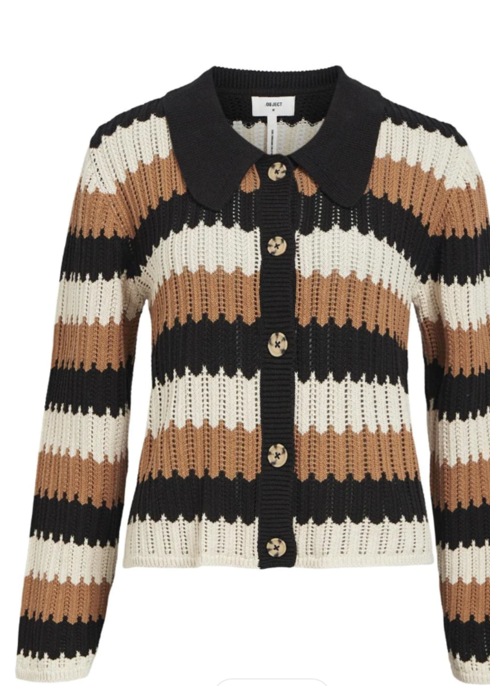 OBJECT OBJECT - Vest wasi gebreid sandshell strepen tobacco &brown MAAT M