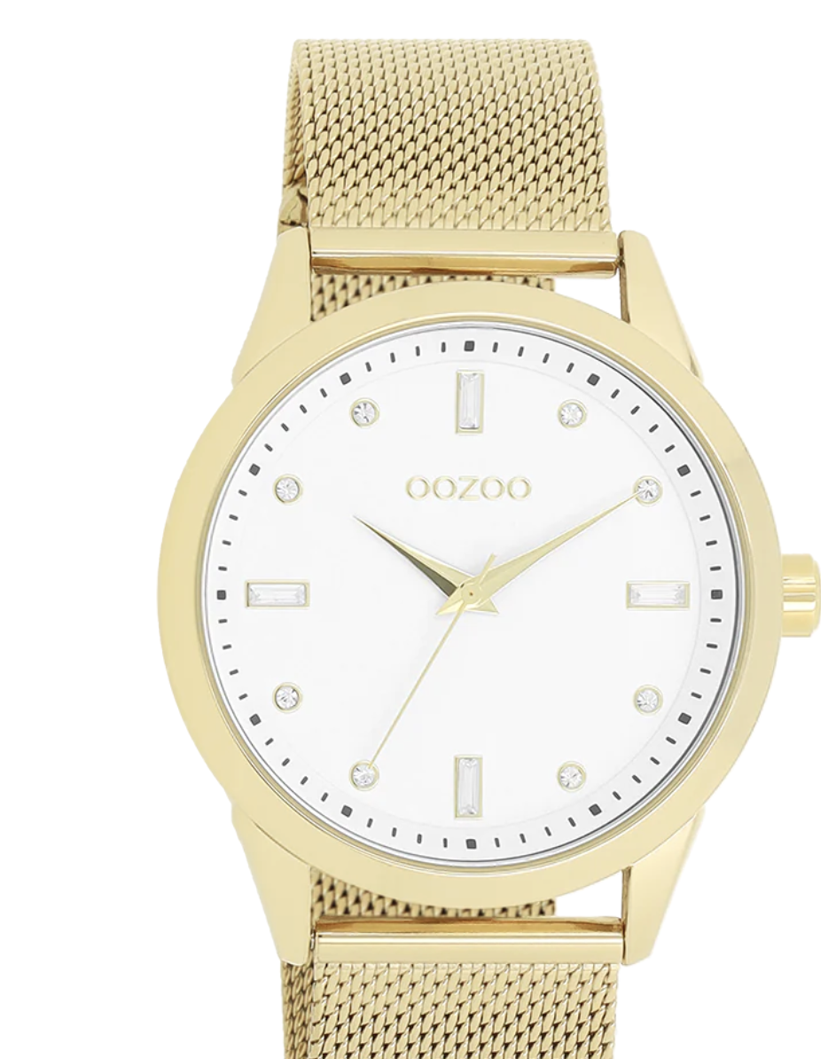 OOZOO OOZOO - Horloge met goudkleurige metalen mesh armband - C11282