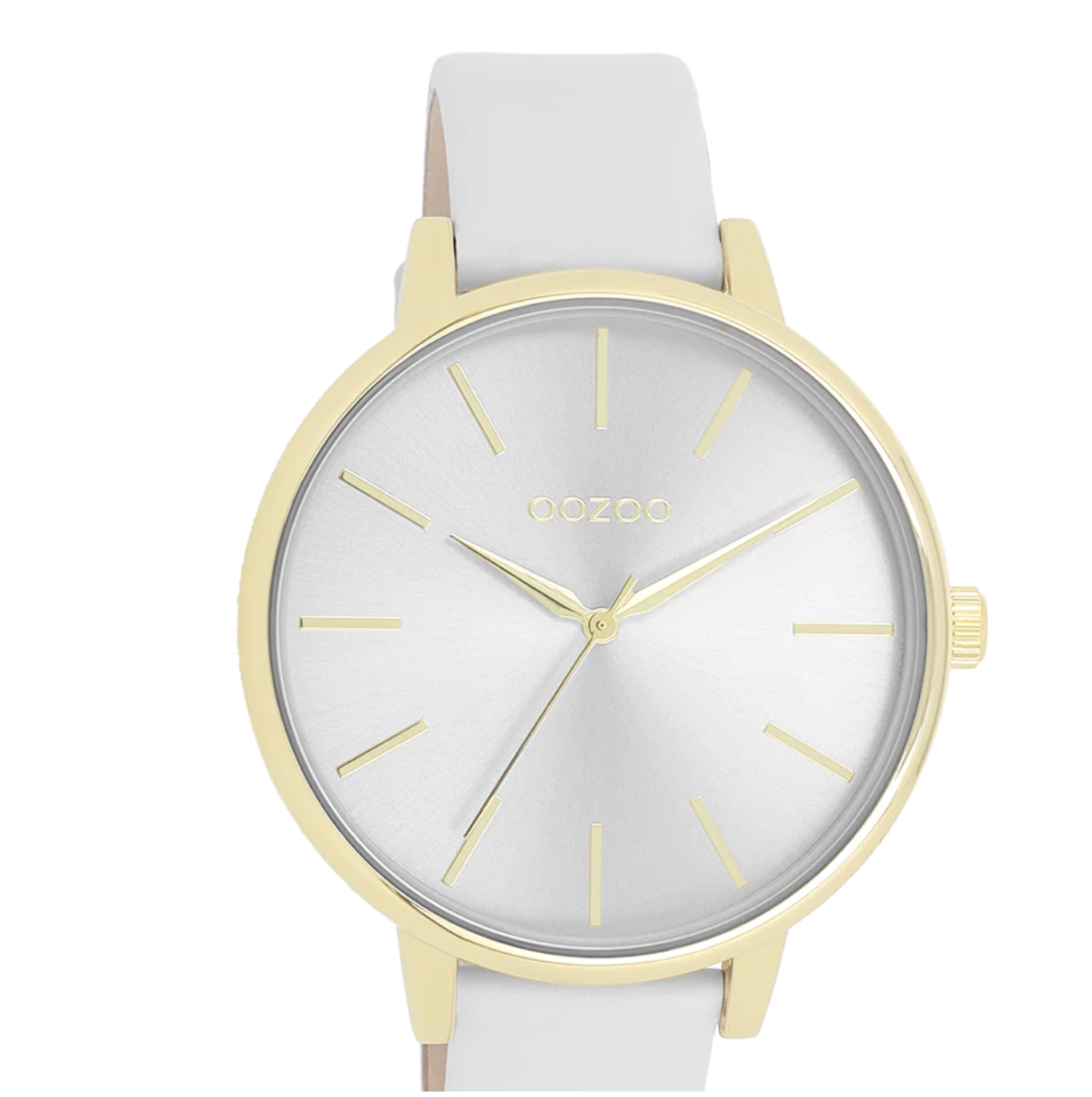 OOZOO OOZOO - Horloge met licht grijze leren band - C11290