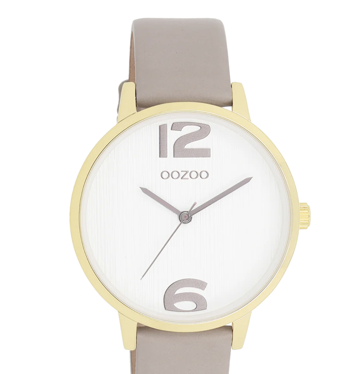 OOZOO OOZOO - Horloge goud met taupe leren band - C11236