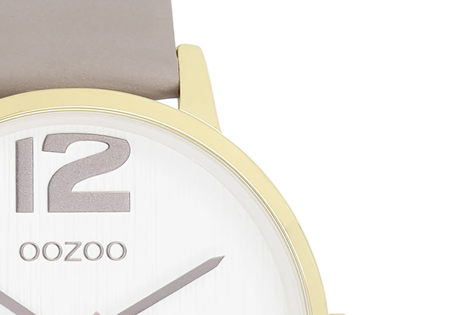 OOZOO OOZOO - Horloge goud met taupe leren band - C11236