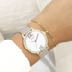 OOZOO OOZOO - Horloge goud met taupe leren band - C11236