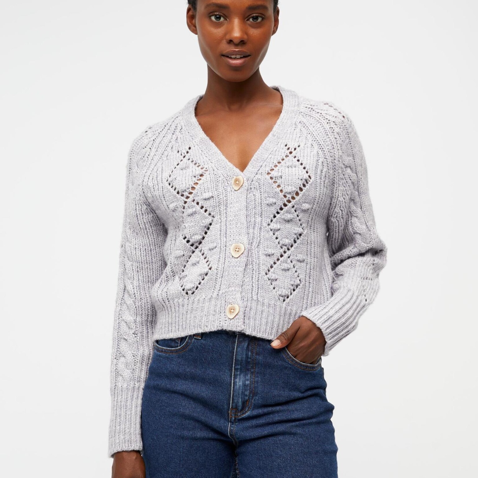 OBJECT OBJECT - Vest Kelly gebreid lavendel MAAT L