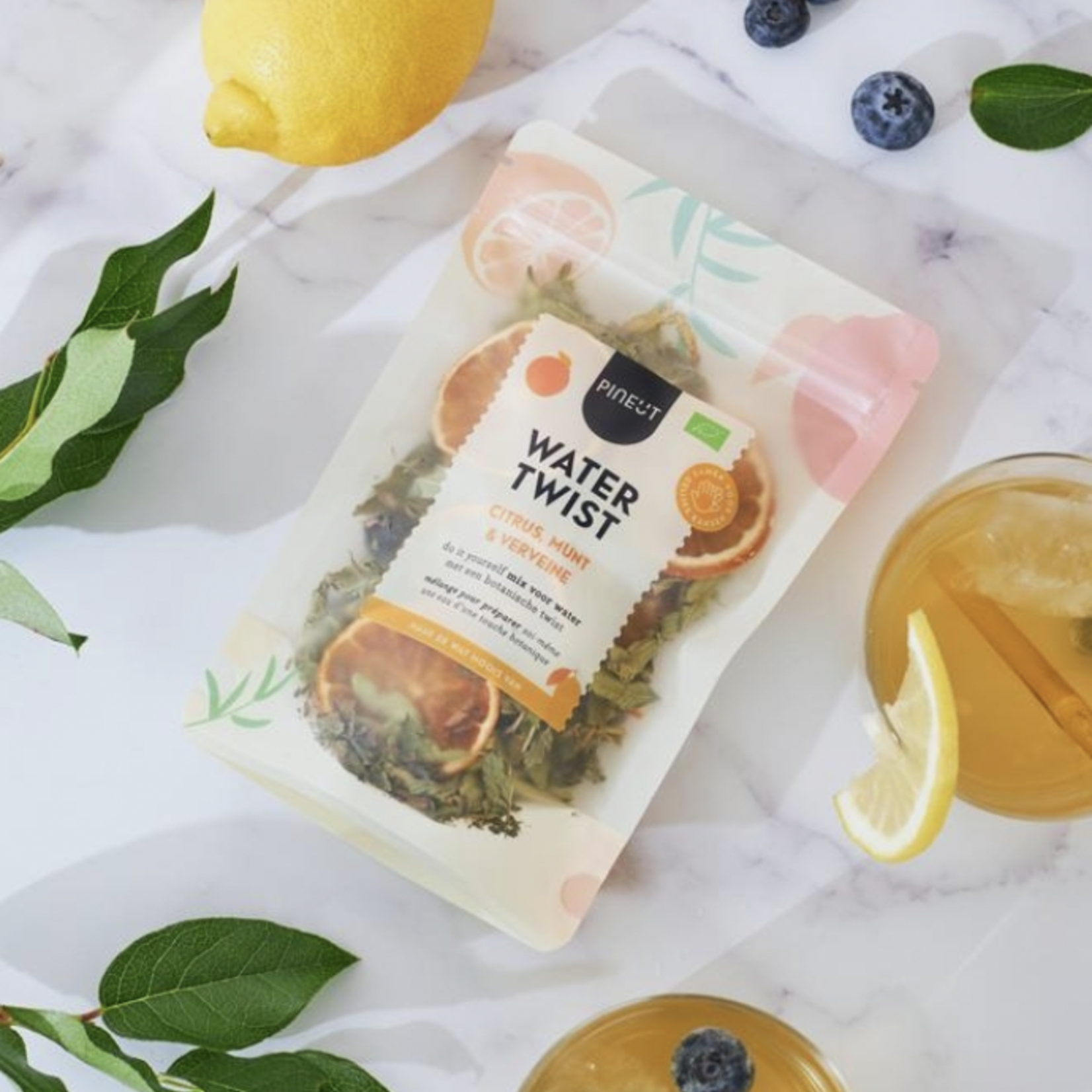 PINEUT PINEUT - Watertwist pouchbag citrus munt verveine bio 6,6 x 13 x 20,2 CM